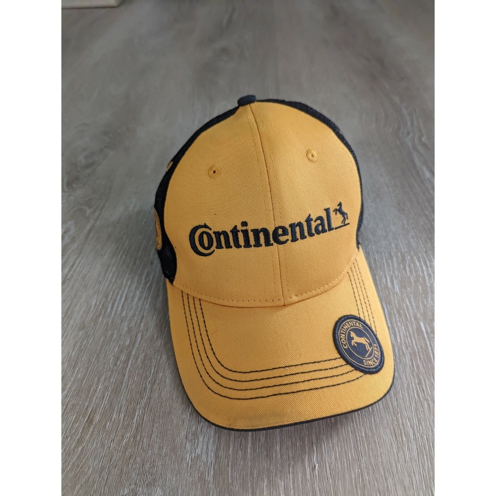 Continental Tire Hat Mesh Black Yellow Hat Baseball Cap Strapback Hat